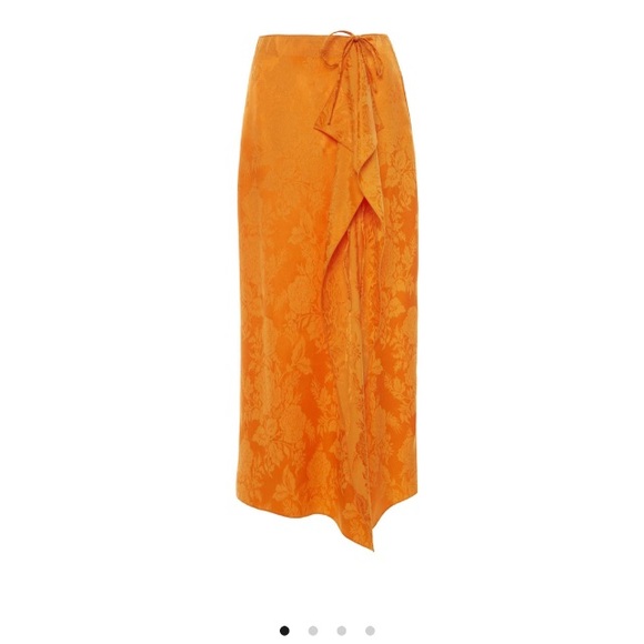 Attico orange tie-detail satin-jacquard midi skirt - Picture 4 of 8